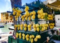 Seller of fresh large lemons near the Lake Garda (Lago di Garda) Royalty Free Stock Photo