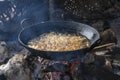 Fried potato an open fire for sale in street market , Zanzibar, Tanzania, Africa Royalty Free Stock Photo