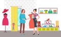 Clothing Store, Shopper and Seller, Sale Vector