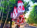 a seller of Indonesian flags ahead of the celebration of the independence day of the republic of Indonesia