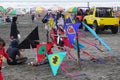 The seller of kites on parang tritis beach, Yogyakarta, Indonesia