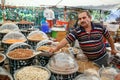 The seller of nuts in the market. Kemer, Turkey.