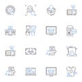 Seller line icons collection. Trusrthy, Reliable, Hst, Diligent, Knowledgeable, Professional, Experienced vector and Royalty Free Stock Photo