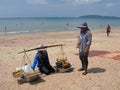 Seller of thai street food on the beach