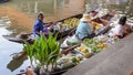 Seller woman with a boat in Thailand Floating Market Damnoen Saduak near Bangkok, Bangkok, Thailand Royalty Free Stock Photo