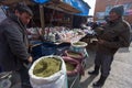 Sellers in the city market. In Bayan-Olgiy province is populated to 88,7% by Kazakhs.