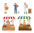 Sellers and Farmers Icons Set Vector Illustration