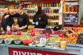 The sellers of pickled olives in the market of Mahane Yehuda in