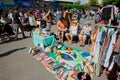 Sellers of second hand bazaar wait for the customer Royalty Free Stock Photo