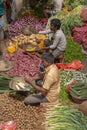 Sellers in street market sell fresh fruits and vegetables, Sri Lanka Royalty Free Stock Photo