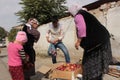 Selling apples in the streets