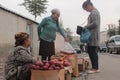 Selling apples in the streets