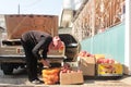 Selling apples in the streets, Kyrgyzstan