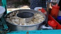 Selling bakso by walking and pushing down the food carts Royalty Free Stock Photo