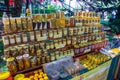 Selling Bulgarian honey at the Rose Festival in Kazanlak, Bulgaria