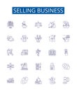 Selling business line icons signs set. Design collection of Vending, Merchandising, Trading, Brokering, Marketing Royalty Free Stock Photo