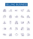 Selling business line icons signs set. Design collection of Vending, Merchandising, Trading, Brokering, Marketing Royalty Free Stock Photo