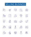 Selling business line icons signs set. Design collection of Vending, Merchandising, Trading, Brokering, Marketing Royalty Free Stock Photo