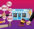 Selling or buying business on auction Royalty Free Stock Photo