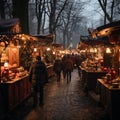 selling crafts, food, and Christmas goods, Royalty Free Stock Photo