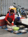 Selling fish on the streets to earn a living Guangzhou Guangdong China