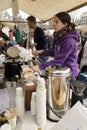 Selling fresh coffee at the market