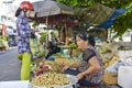 Selling fruit and vegetable at the market Royalty Free Stock Photo