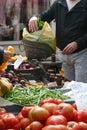 Selling fruit and vegetables at the green market