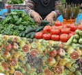 Selling fruit and vegetables at the green market