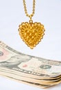 Selling gold jewelery for cash. Royalty Free Stock Photo