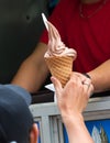 Selling ice cream with typical ice cream truck