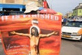 Selling Jesus posters on African street Royalty Free Stock Photo