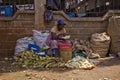 Selling maize at a market