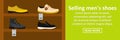 Selling mens shoes banner horizontal concept