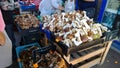 Selling mushrooms at the market