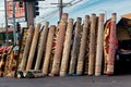 A rug dealer on a street corner in the San Fernando Valley.