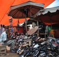 Selling shoes on the street of African city of Hargeysa