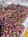 selling sweet mangosteen fruit in traditional market