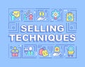 Selling techniques word concepts purple banner Royalty Free Stock Photo