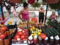 Selling vegetables on market in Grocka, Serbia during manifestacion GroÃÂanske sveÃÂanosti