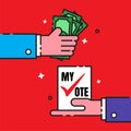 Selling vote for election flat cartoon concept design,vector illustration.