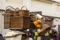 Wicker baskets at the market Royalty Free Stock Photo