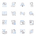 Sellings line icons collection. Marketing, Advertising, Salesmanship, Targeting, Persuasion, Conversion, Negotiation