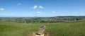 Late spring sunshine enhances the extensive panoramic views had from Selsley Common