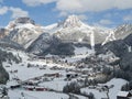 Selva di Val Gardena in the Dolomites, South Tyrol. Winter Landscape of a Alpine Town in Italy