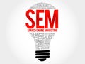 SEM Search Engine Marketing bulb word cloud collage Royalty Free Stock Photo