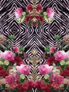 Animal print flowers pink baroque design