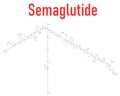 Semaglutide diabetes drug molecule, incretin agonist. Skeletal formula.