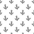 Semaless pattern Handdrawn anchor doodle icon. Hand drawn black sketch. Sign symbol. Decoration element. White background.