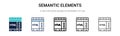 Semantic elements icon in filled, thin line, outline and stroke style. Vector illustration of two colored and black semantic